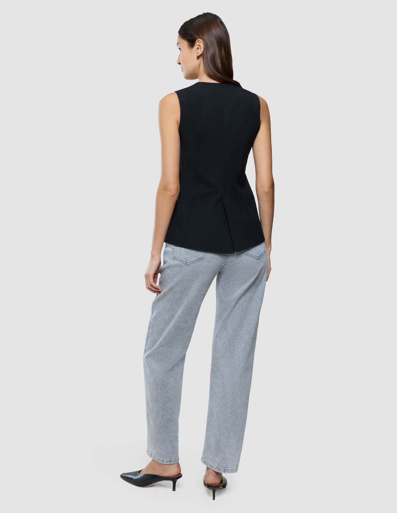 Women Ease Long Vest Black